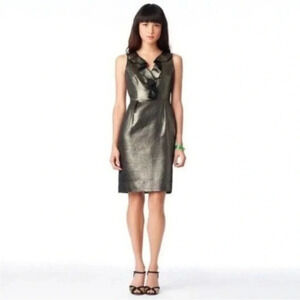 Kate Spade New York Gold Metallic Ruffle Vannie Dress • Size 2